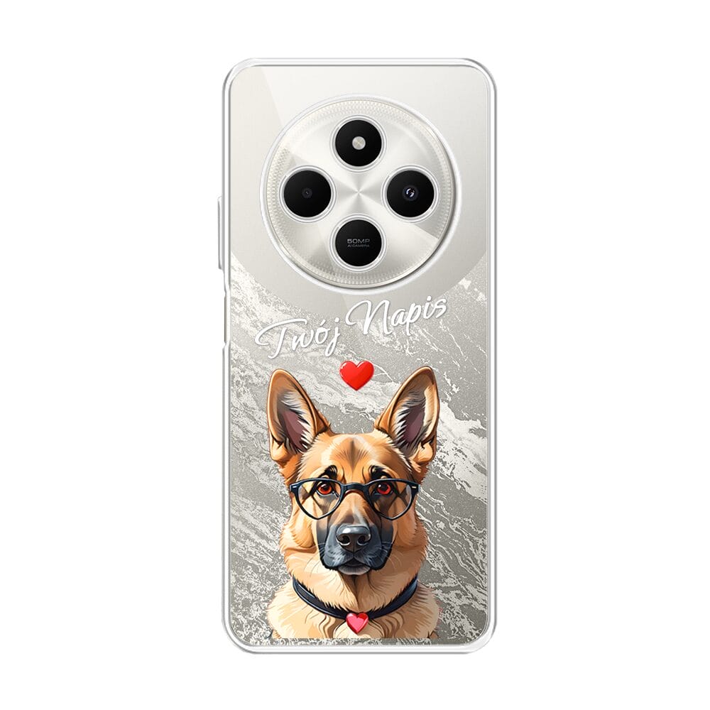 Etui do Xiaomi POCO C75 przeźroczyste, silikonowe Flexi, Puppy Love, pies rasy Owczarek Niemiecki