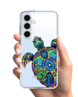 Etui do Samsung Galaxy S24 FE przeźroczyste, silikonowe Flexi, Dzika Mandala, Żółw