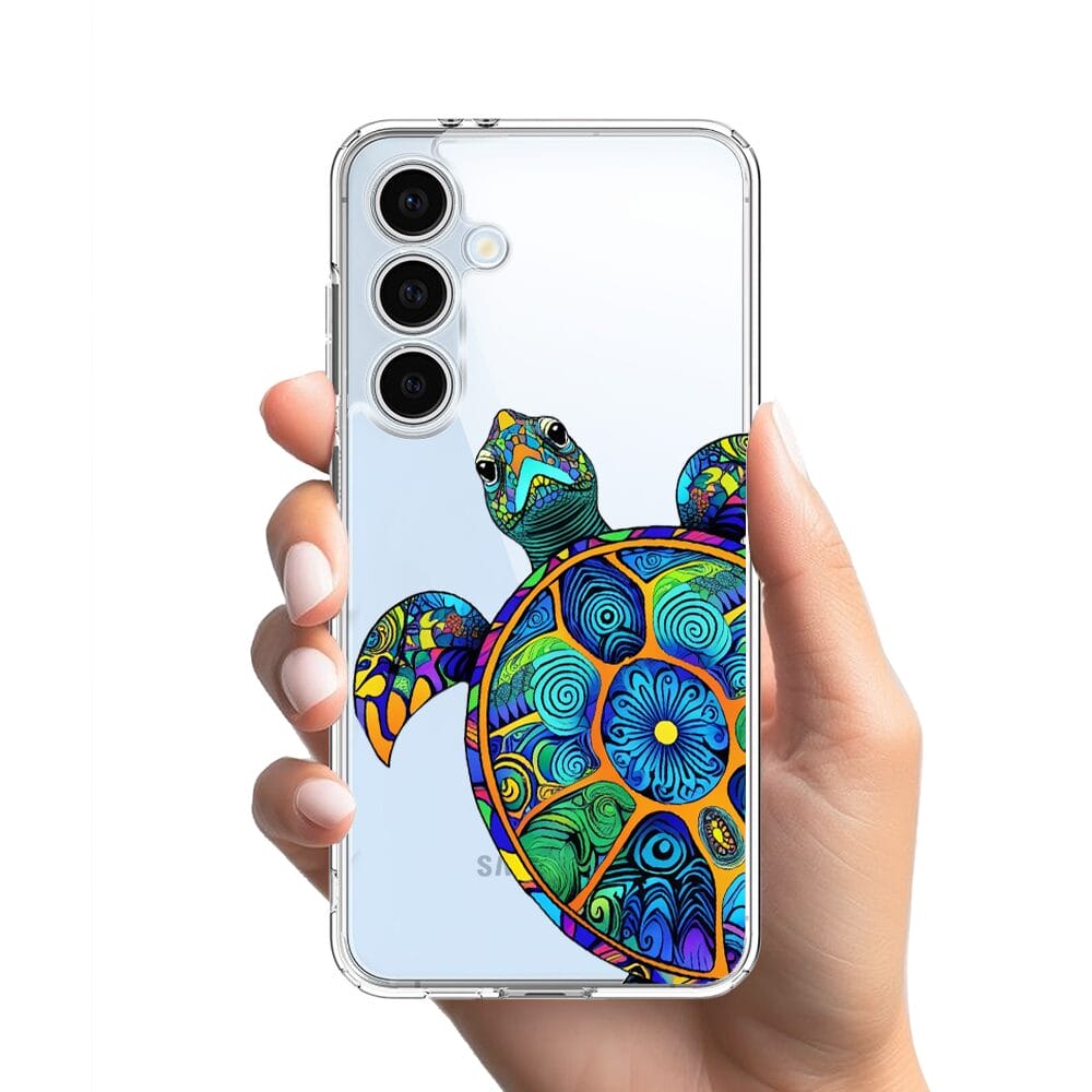 Etui do Samsung Galaxy S24 FE przeźroczyste, silikonowe Flexi, Dzika Mandala, Żółw - obrazek 2