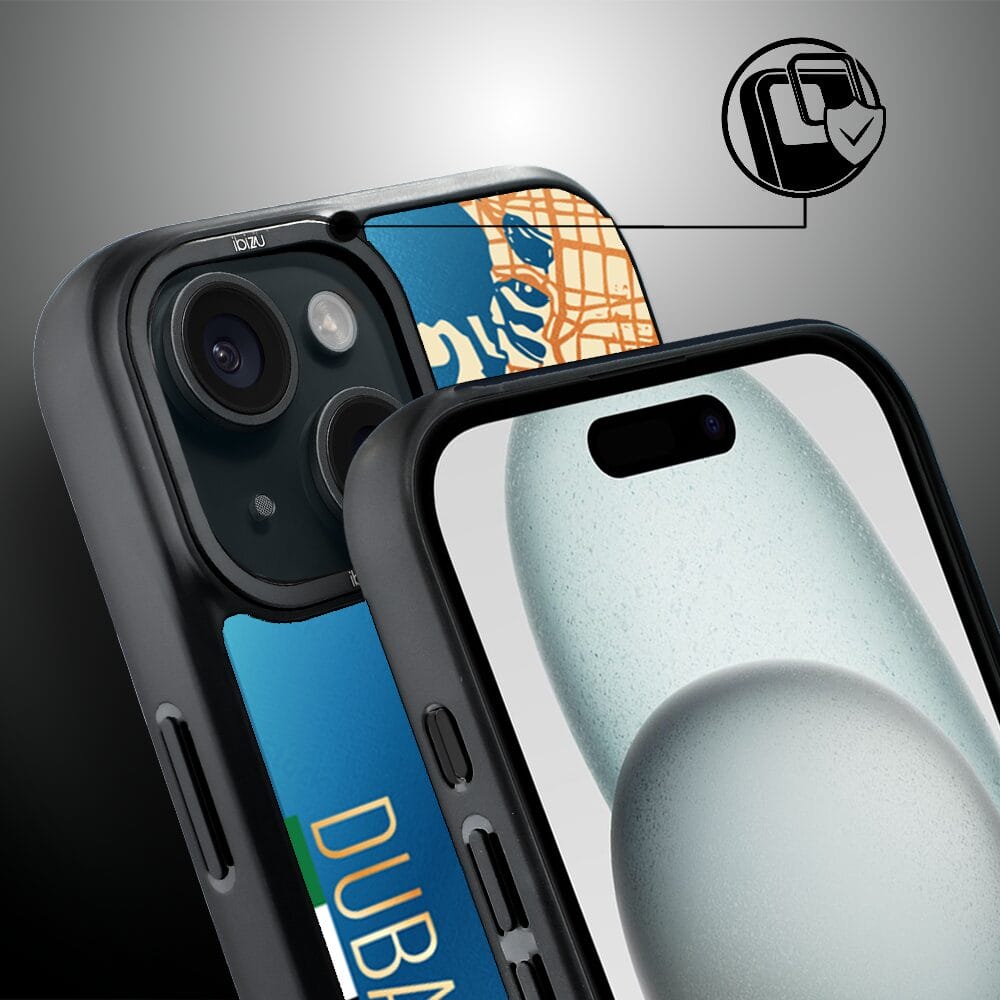 Etui do iPhone 15 IBIZU DropGuard Matt z MagSafe, Mapy Świata, Dubai - obrazek 3