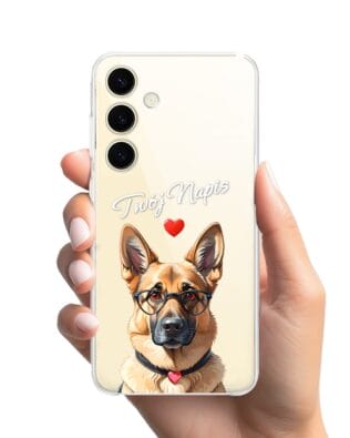 Etui do Samsung Galaxy S24 Plus przeźroczyste, silikonowe Flexi, Puppy Love, pies rasy Owczarek Niemiecki