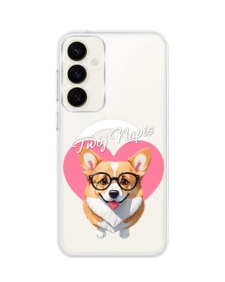 Etui do Samsung Galaxy S23 Plus z MagSafe przeźroczyste, silikonowe Flexi, Puppy Love, pies rasy Corgi