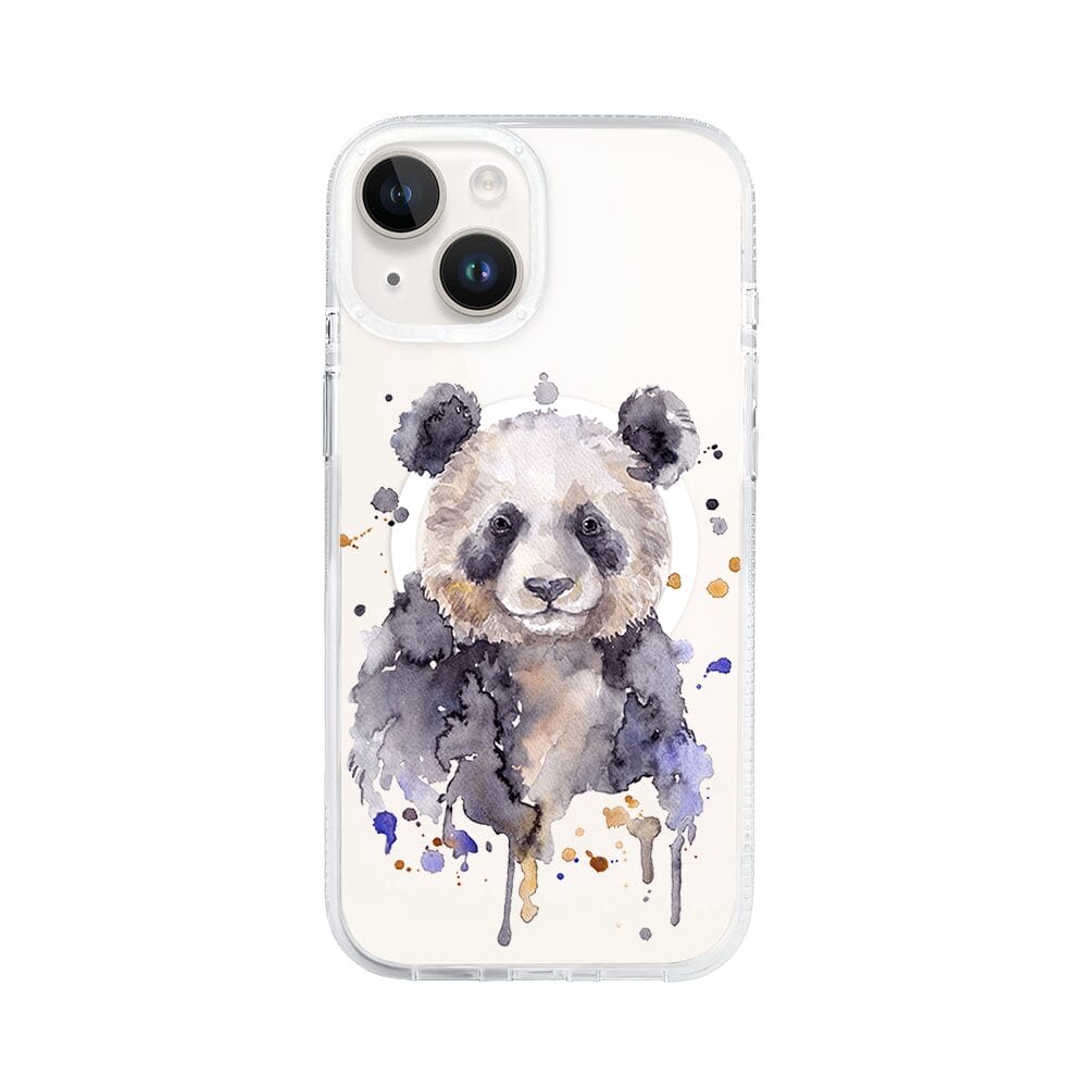 Etui do iPhone 14 z MagSafe przeźroczyste, silikonowe Flexi, Akwarelowe Zoo, Panda