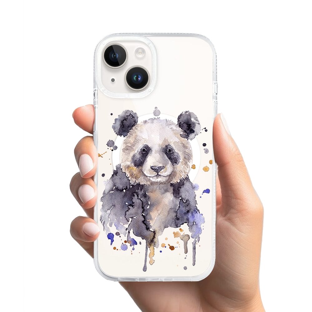 Etui do iPhone 14 z MagSafe przeźroczyste, silikonowe Flexi, Akwarelowe Zoo, Panda - obrazek 2