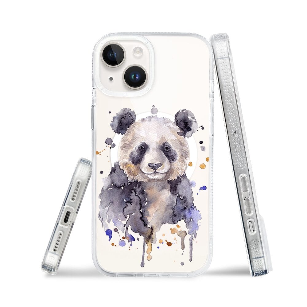Etui do iPhone 14 z MagSafe przeźroczyste, silikonowe Flexi, Akwarelowe Zoo, Panda - obrazek 3