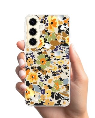 Etui do Samsung Galaxy S24 z MagSafe przeźroczyste, silikonowe Flexi, malowane kwiatki