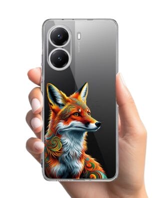 Etui do Xiaomi POCO X7 Pro przeźroczyste, silikonowe Flexi, Dzika Mandala, Twarz lisa