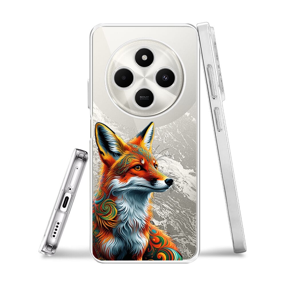 Etui do Xiaomi POCO C75 przeźroczyste, silikonowe Flexi, Dzika Mandala, Twarz lisa - obrazek 3