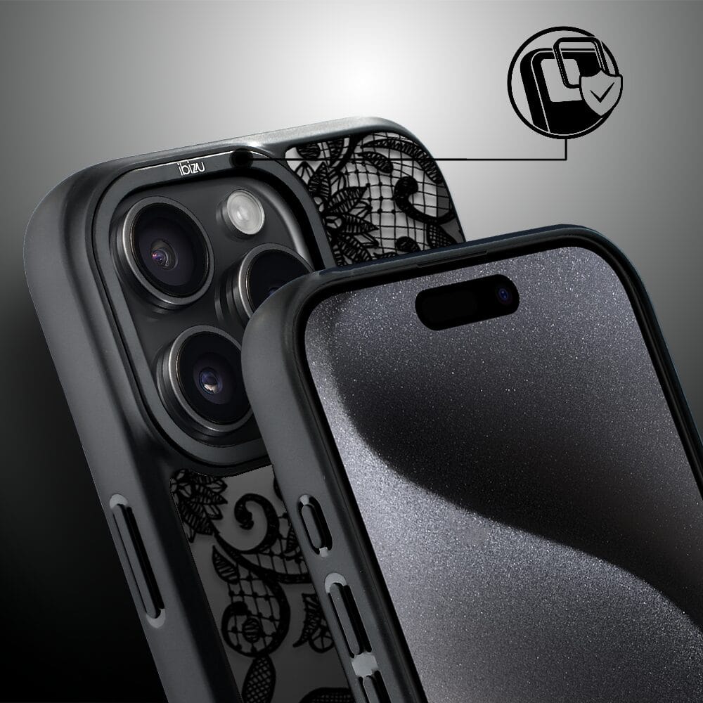 Etui do iPhone 15 Pro Max IBIZU DropGuard Matt z MagSafe, Midnight, Koronkowa czerń - obrazek 3