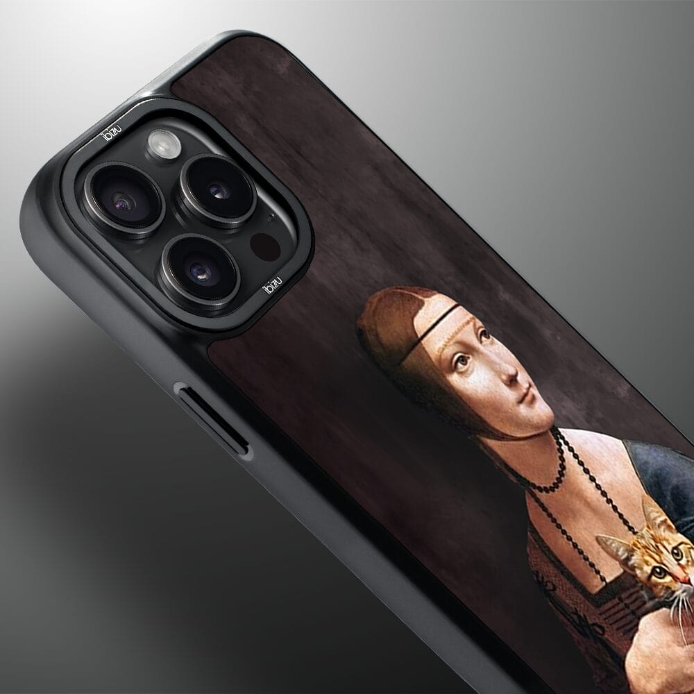 Etui do iPhone 14 Pro IBIZU DropGuard Matt z MagSafe, Leonardo Da Vinci, dama z kotem - obrazek 4