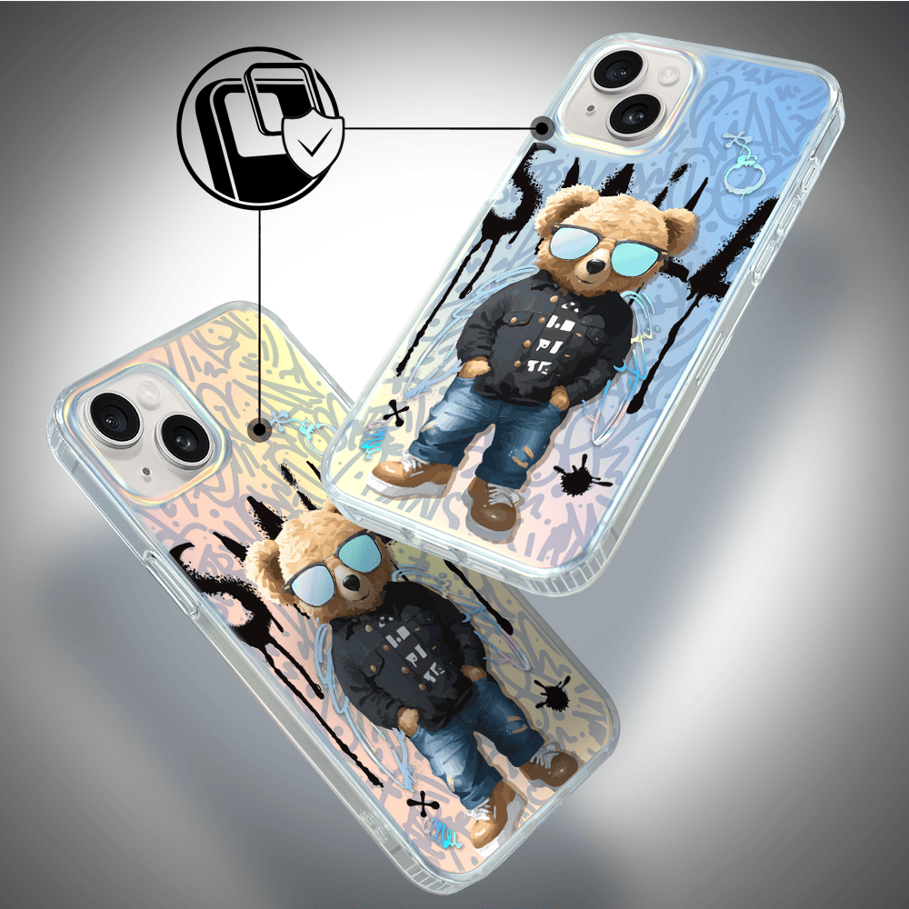 Etui do iPhone 14 IBIZU California Sunset, zmieniające kolor, Graffiti Boy, artystyczny miś - obrazek 3