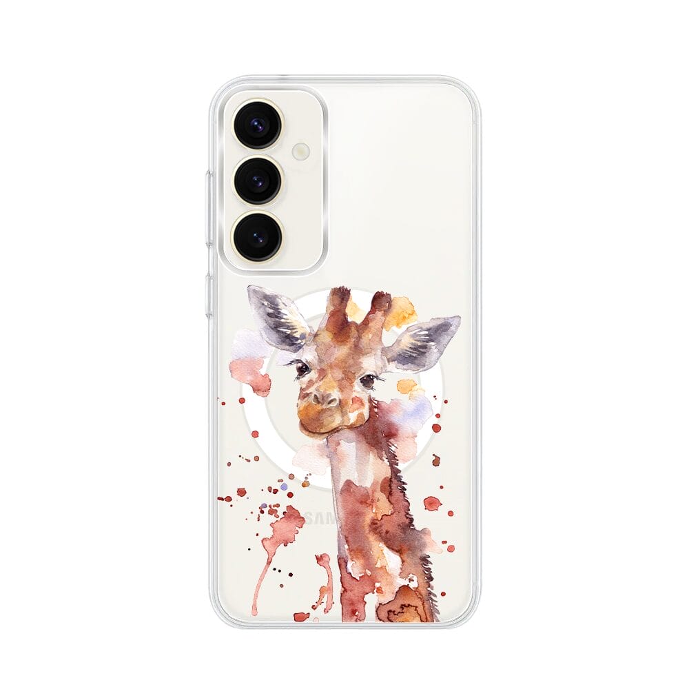 Etui do Samsung Galaxy S23 z MagSafe przeźroczyste, silikonowe Flexi, Akwarelowe Zoo, Żyrafa