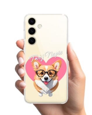 Etui do Samsung Galaxy S24 przeźroczyste, silikonowe Flexi, Puppy Love, pies rasy Corgi