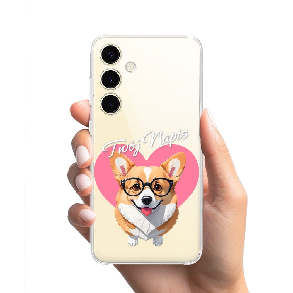 Etui do Samsung Galaxy S24 przeźroczyste, silikonowe Flexi, Puppy Love, pies rasy Corgi - obrazek 2