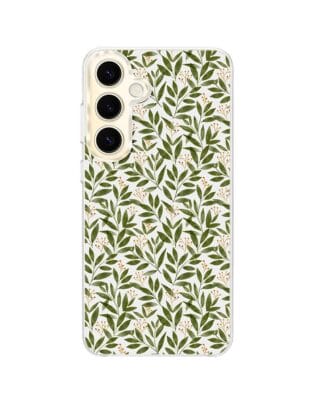 Etui do Samsung Galaxy S24 Plus z MagSafe przeźroczyste, silikonowe Flexi, zielone gałązki