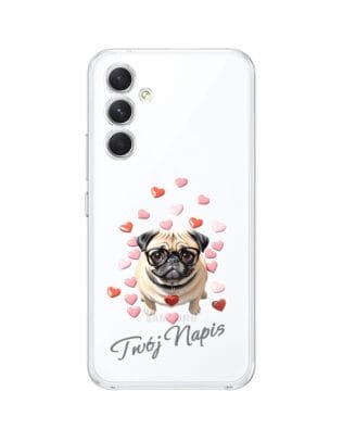 Etui do Samsung Galaxy A54 5G przeźroczyste, silikonowe Flexi, Puppy Love, pies rasy Mops