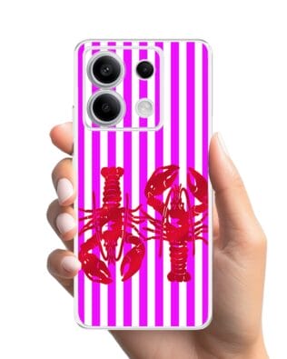 Etui do Xiaomi Redmi Note 13 Pro 5G przeźroczyste, silikonowe Flexi, kraby z różowymi paskami