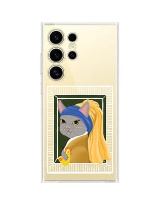 Etui do Samsung Galaxy S24 Ultra przeźroczyste, silikonowe Flexi, kotek z kurczakiem