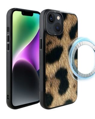 Etui do iPhone 14 IBIZU DropGuard Matt z MagSafe, Zew Natury, Lampart