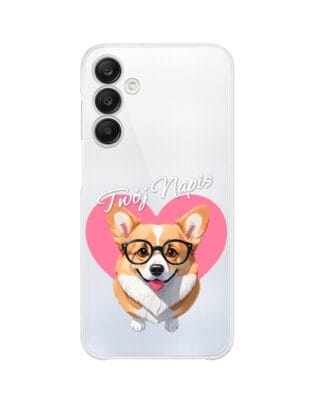 Etui do Samsung Galaxy A25 5G przeźroczyste, silikonowe Flexi, Puppy Love, pies rasy Corgi