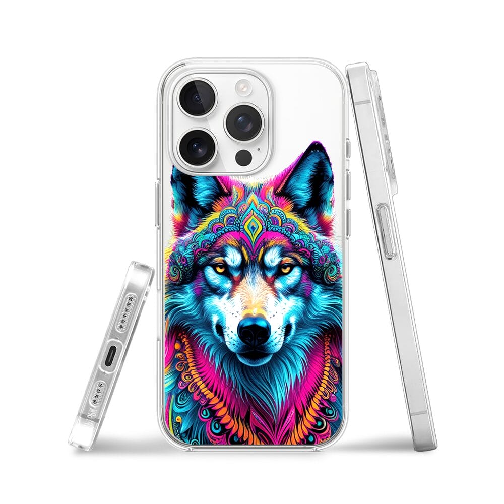 Etui do iPhone 13 Pro z MagSafe przeźroczyste, silikonowe Flexi, Dzika Mandala, Wilk - obrazek 3