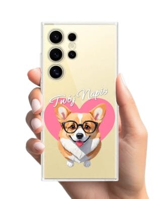 Etui do Samsung Galaxy S24 Ultra przeźroczyste, silikonowe Flexi, Puppy Love, pies rasy Corgi