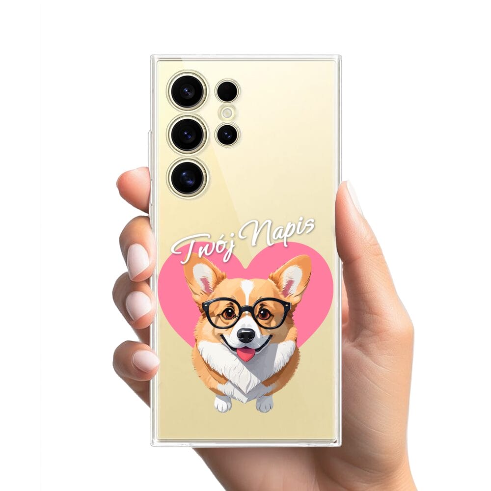Etui do Samsung Galaxy S24 Ultra przeźroczyste, silikonowe Flexi, Puppy Love, pies rasy Corgi - obrazek 2