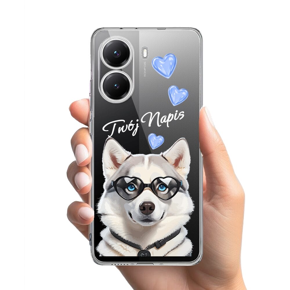 Etui do Xiaomi POCO X7 Pro przeźroczyste, silikonowe Flexi, Puppy Love, pies rasy Husky - obrazek 2