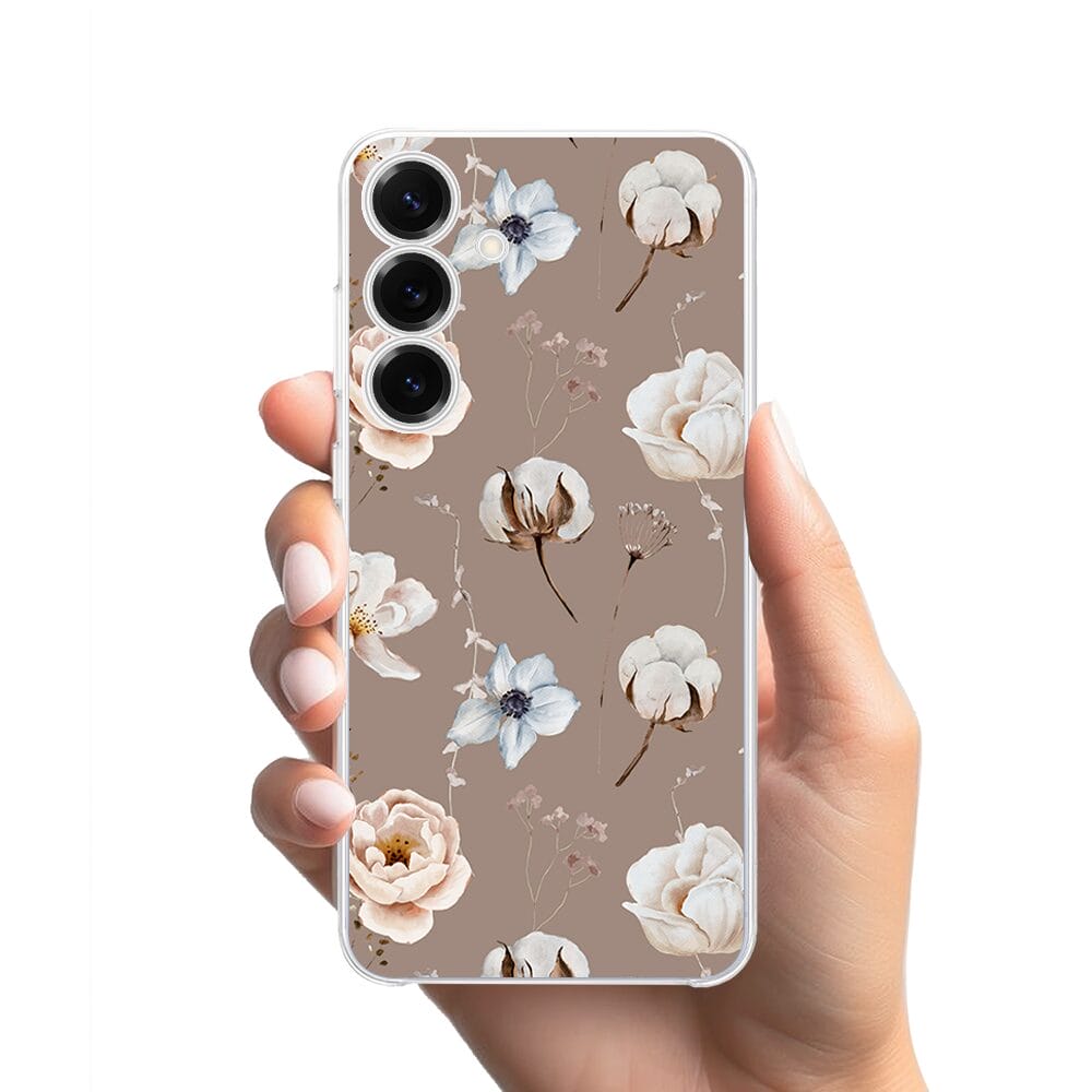 Etui do Samsung Galaxy S25 przeźroczyste, silikonowe Flexi, akwarelowe kwiatki - obrazek 2