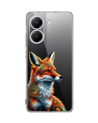 Etui do Xiaomi POCO X7 Pro przeźroczyste, silikonowe Flexi, Dzika Mandala, Twarz lisa