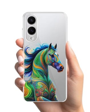 Etui do Samsung Galaxy S25 Edge przeźroczyste, silikonowe Flexi, Dzika Mandala, Koń