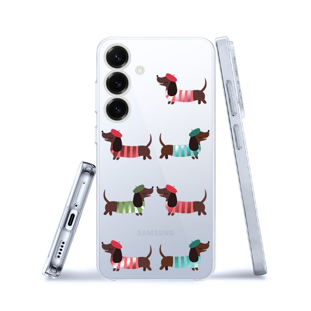 Etui do Samsung Galaxy S25 Plus przeźroczyste, silikonowe Flexi, jamnik w Paryżu - obrazek 3