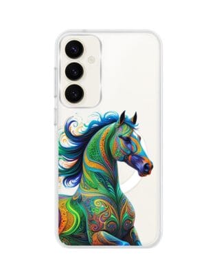 Etui do Samsung Galaxy S23 Plus z MagSafe przeźroczyste, silikonowe Flexi, Dzika Mandala, Koń