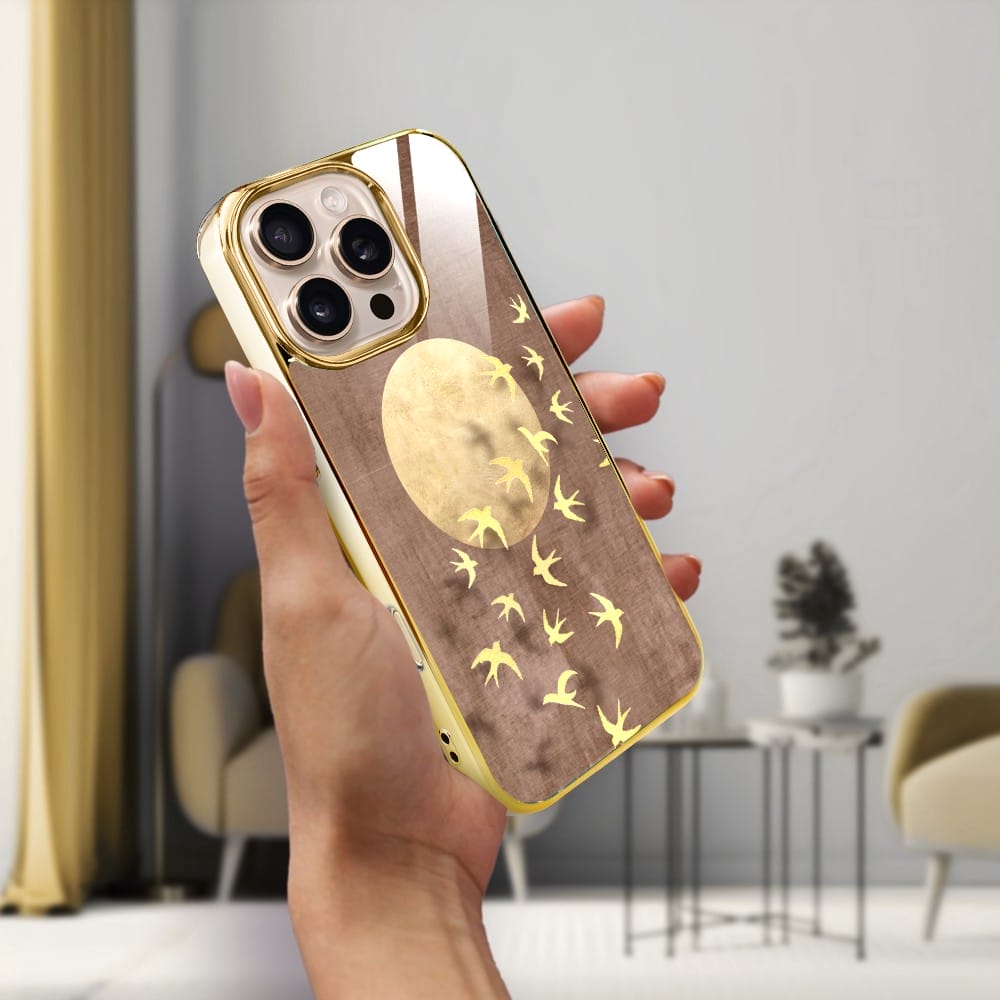 Etui do iPhone 16 Pro MaxIBIZU Elite Glass z MagSafe Magia Azji, Taniec jaskółek, złote - obrazek 5