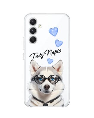 Etui do Samsung Galaxy A54 5G przeźroczyste, silikonowe Flexi, Puppy Love, pies rasy Husky