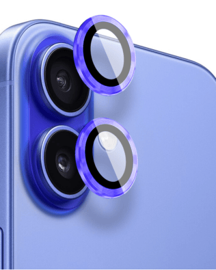 Metalowa osłona obiektywu aparatu ze szkła hartowanego 9H do iPhone 16 Plus, 1 zestaw, ultramaryna