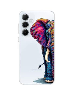 Etui do Samsung Galaxy A35 5G przeźroczyste, silikonowe Flexi, Dzika Mandala, Słoń