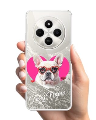 Etui do Xiaomi POCO C75 przeźroczyste, silikonowe Flexi, Puppy Love, pies rasy Buldog Francuski