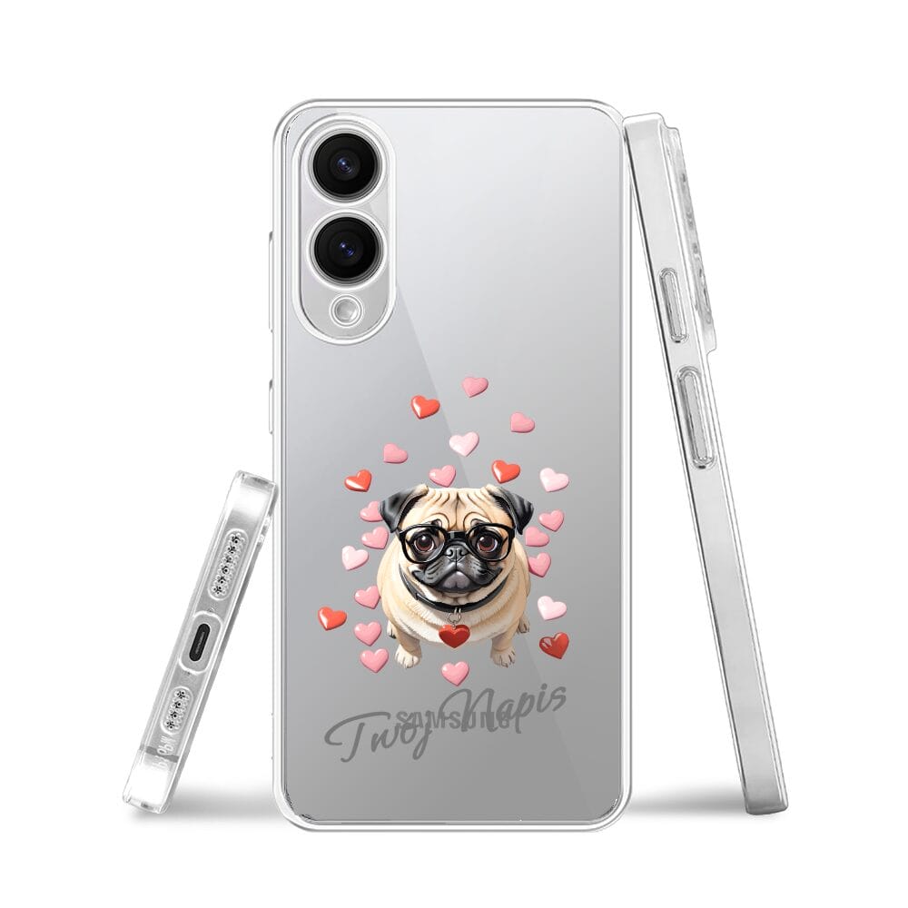 Etui do Samsung Galaxy S25 Edge przeźroczyste, silikonowe Flexi, Puppy Love, pies rasy Mops - obrazek 3