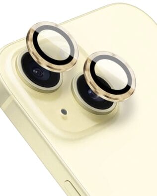 Metalowa osłona obiektywu aparatu ze szkła hartowanego 9H do iPhone 15, 1 zestaw, złota