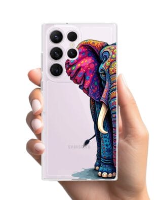 Etui do Samsung Galaxy S23 Ultra przeźroczyste, silikonowe Flexi, Dzika Mandala, Słoń