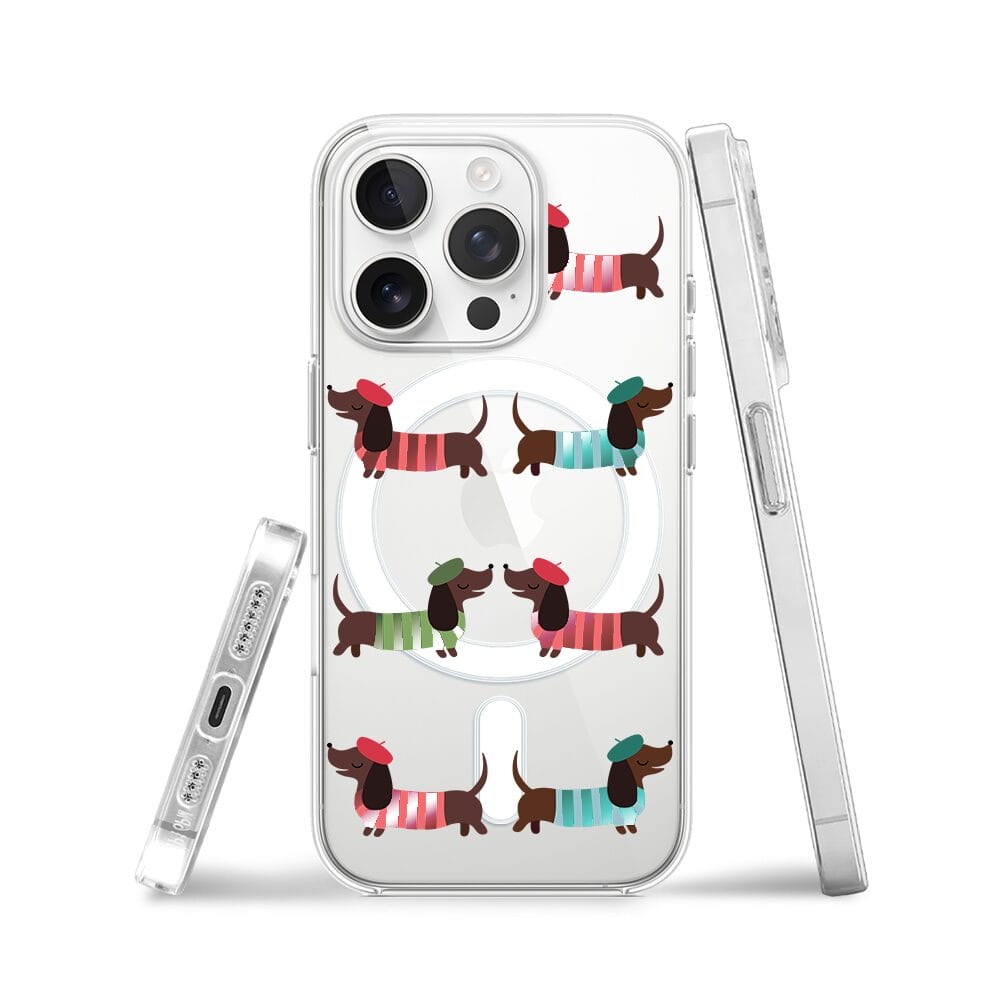 Etui do iPhone 13 Pro z MagSafe przeźroczyste, silikonowe Flexi, jamnik w Paryżu - obrazek 3