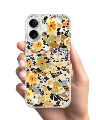 Etui do iPhone 16 z MagSafe przeźroczyste, silikonowe Flexi, malowane kwiatki