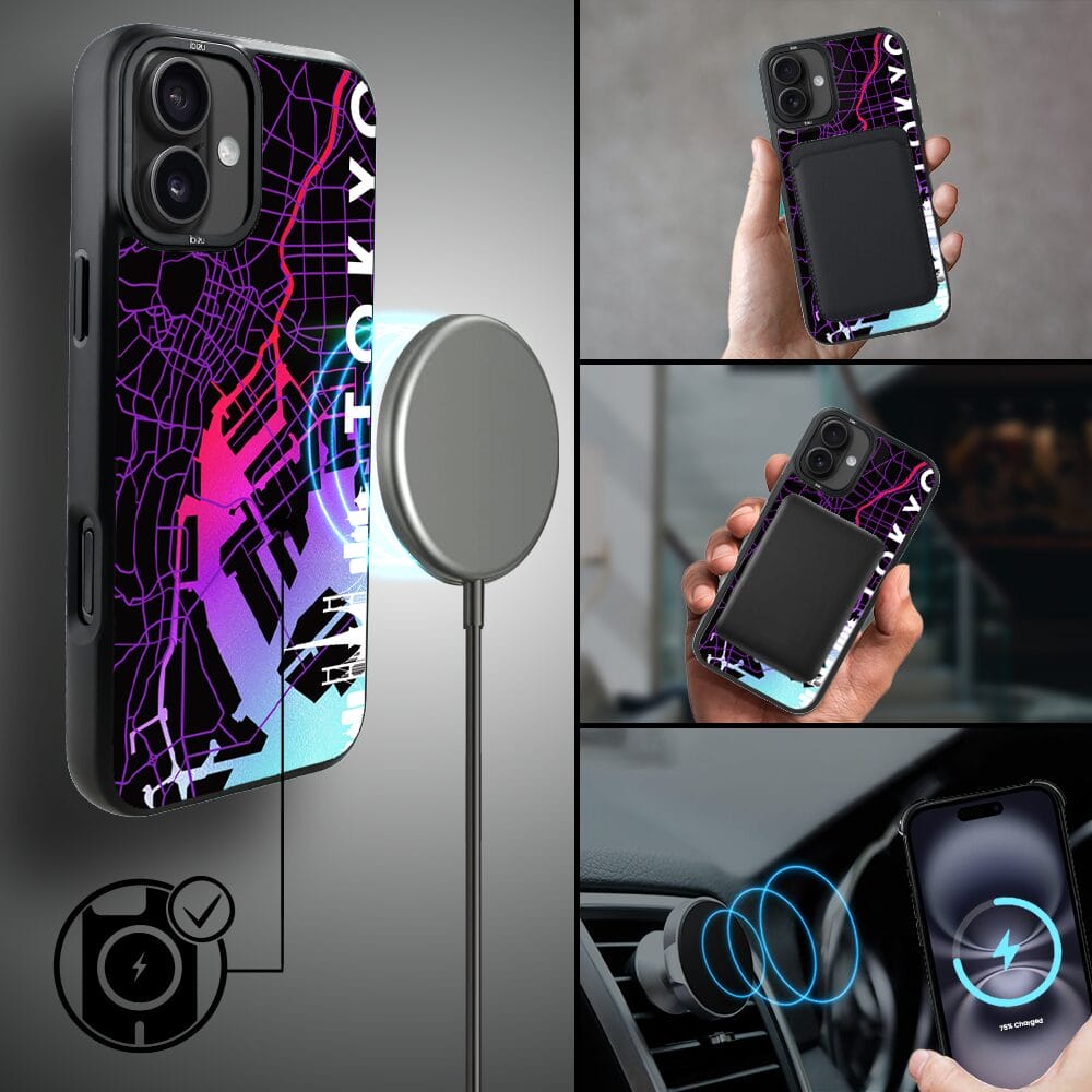 Etui do iPhone 16 IBIZU DropGuard Matt z MagSafe, Mapy Świata, Tokyo - obrazek 8