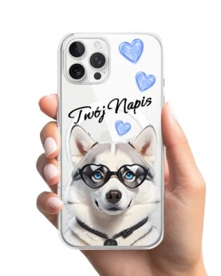 Etui do iPhone 12 Pro z MagSafe przeźroczyste, silikonowe Flexi, Puppy Love, pies rasy Husky