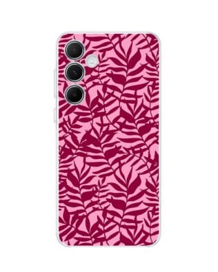 Etui do Samsung Galaxy A55 5G przeźroczyste, silikonowe Flexi, bordowe liście