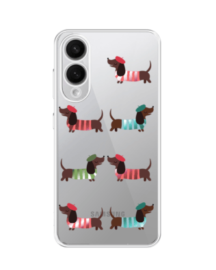 Etui do Samsung Galaxy S25 Edge przeźroczyste, silikonowe Flexi, jamnik w Paryżu