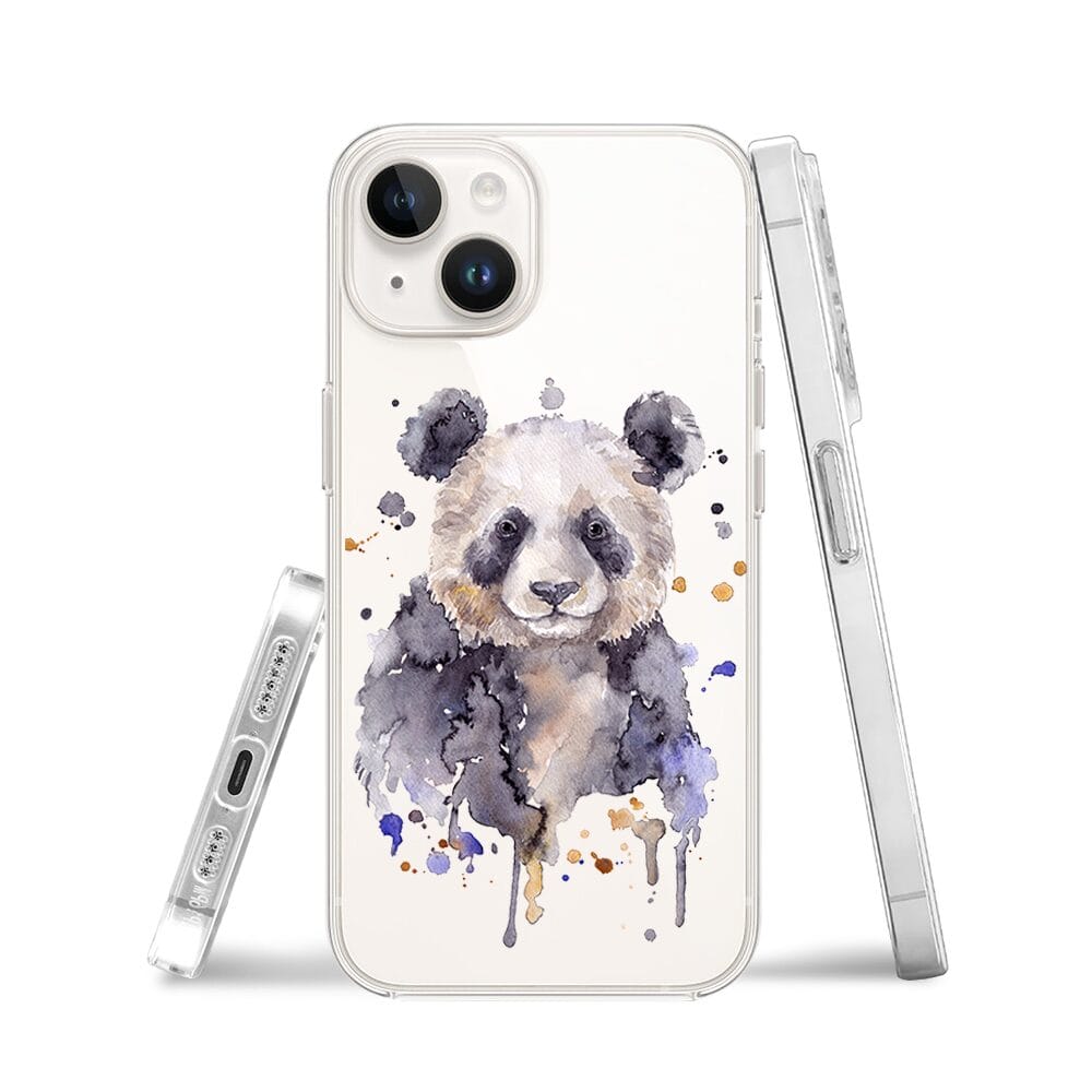 Etui do iPhone 14 Plus przeźroczyste, silikonowe Flexi, Akwarelowe Zoo, Panda - obrazek 3