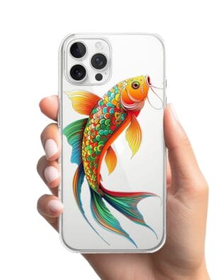 Etui do iPhone 12 Pro przeźroczyste, silikonowe Flexi, Dzika Mandala, Złota ryba