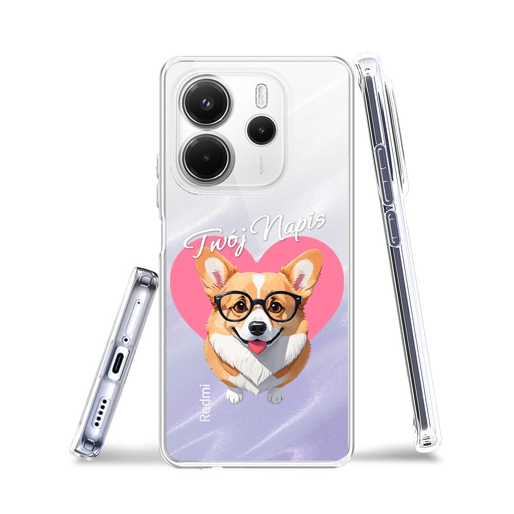 Etui do Xiaomi Redmi Note 14 4G przeźroczyste, silikonowe Flexi, Puppy Love, pies rasy Corgi - obrazek 3